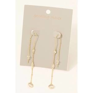 NEW FAME ACCESSORIES women's sterling silver long chain earrings in gold